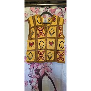 Vintage Cape Isle Knitters Small Brown Hand Knitted Vest